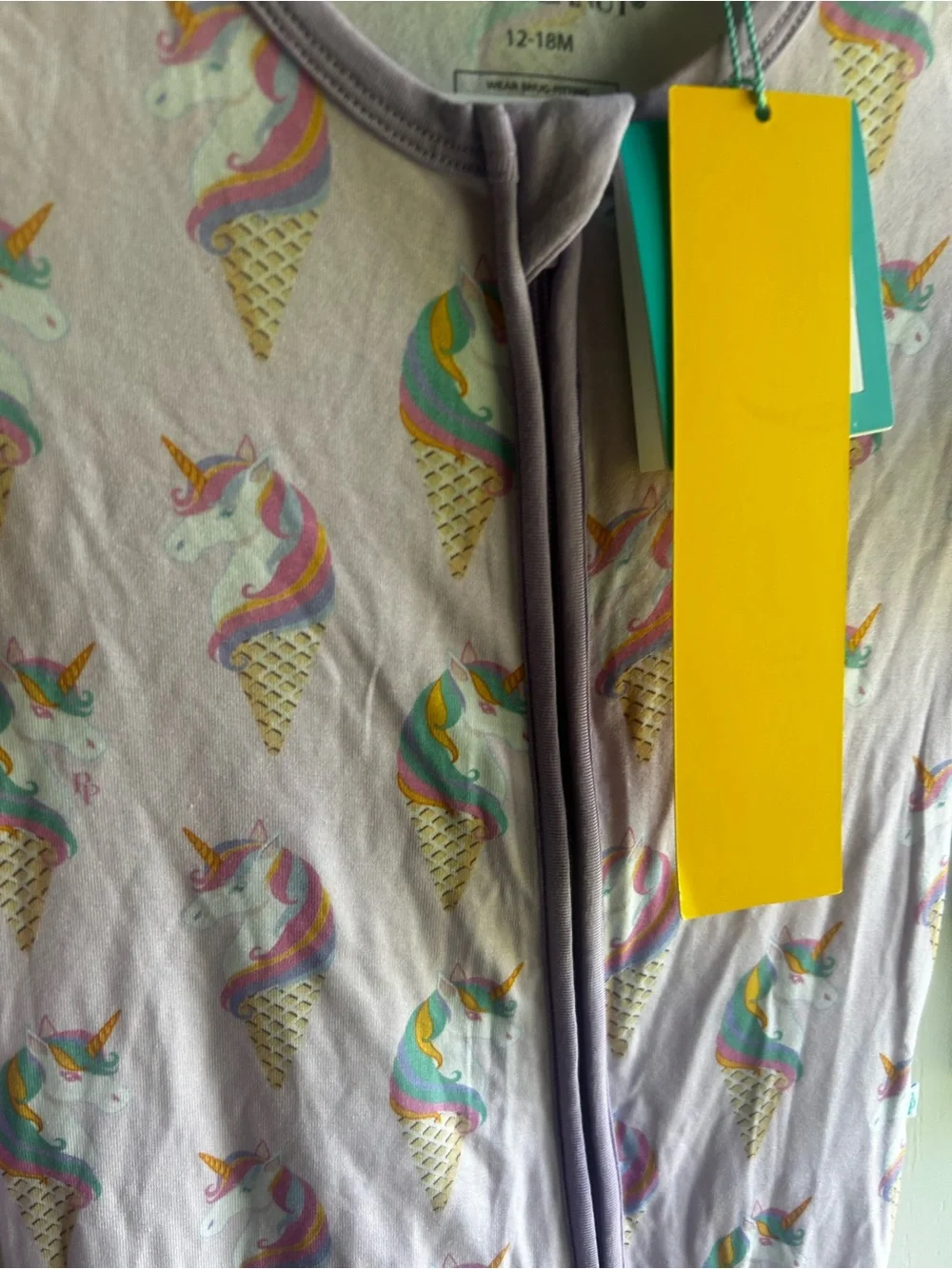 NWT 12-18 Posh Peanut Lilac Unicorn Ice Cream Print One-Piece Pajamas for Kids